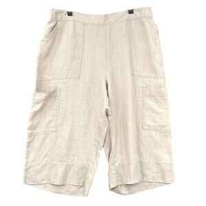 Women's Beige Linen Cargos